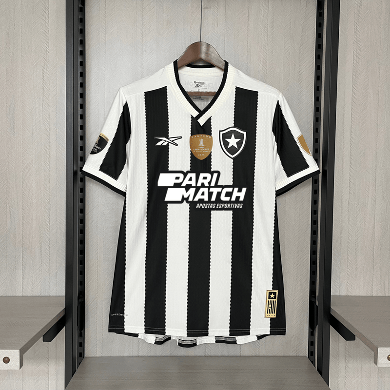 Camisa Reebok Botafogo 24/25 Casa - Preta e Branca  (Com todos patrocinadores)