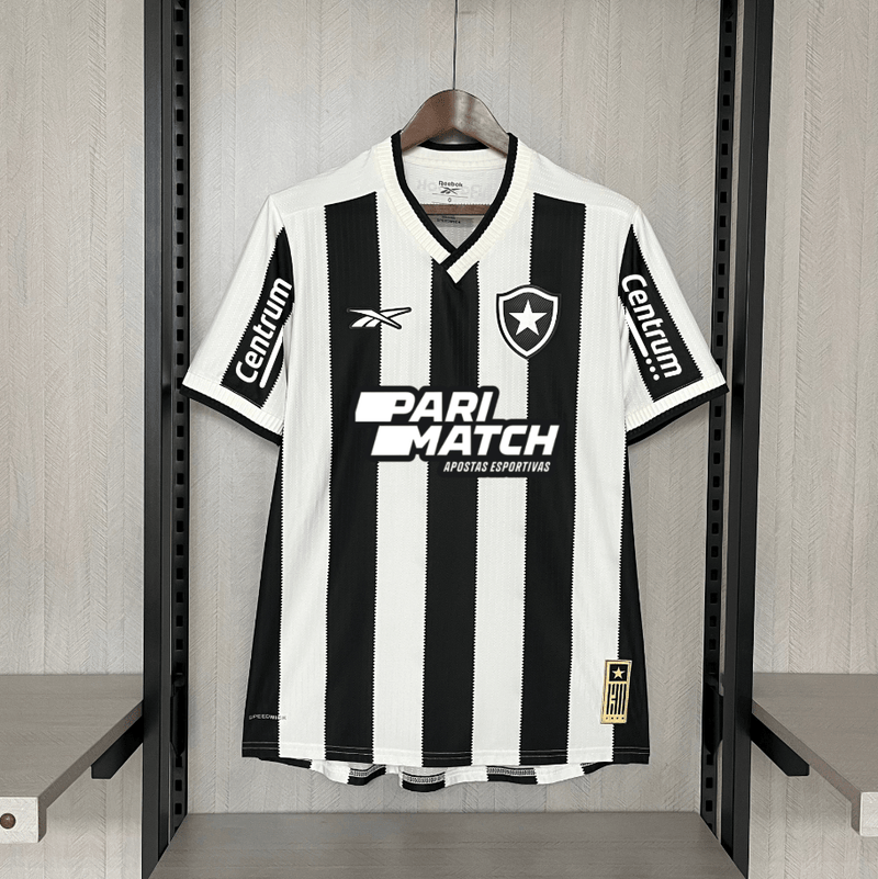 Camisa Reebok Botafogo 24/25 Casa - Preta e Branca  (Com todos patrocinadores)